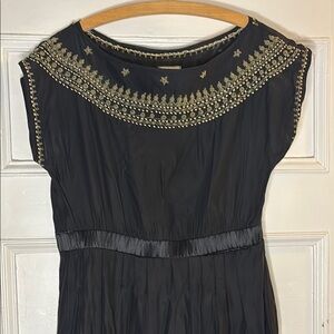 Burning Torch Black Silk Embroidered Dress
